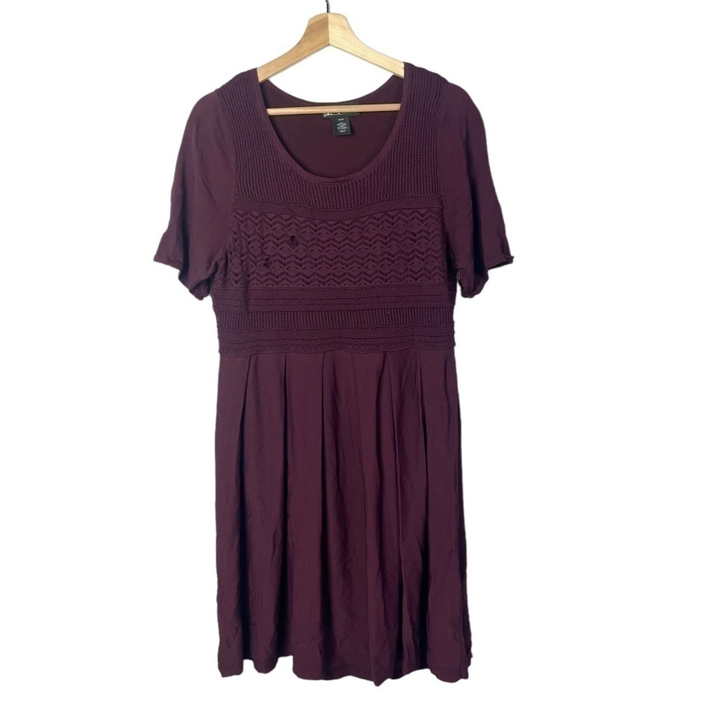 Lane Bryant Burgundy Red‎ Short Sleeve Fit & Flare Knee Length Dress 14/16